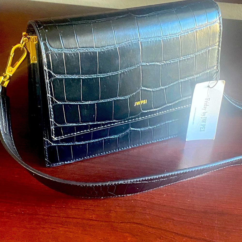JWPEI crossbody bag in black crocskin